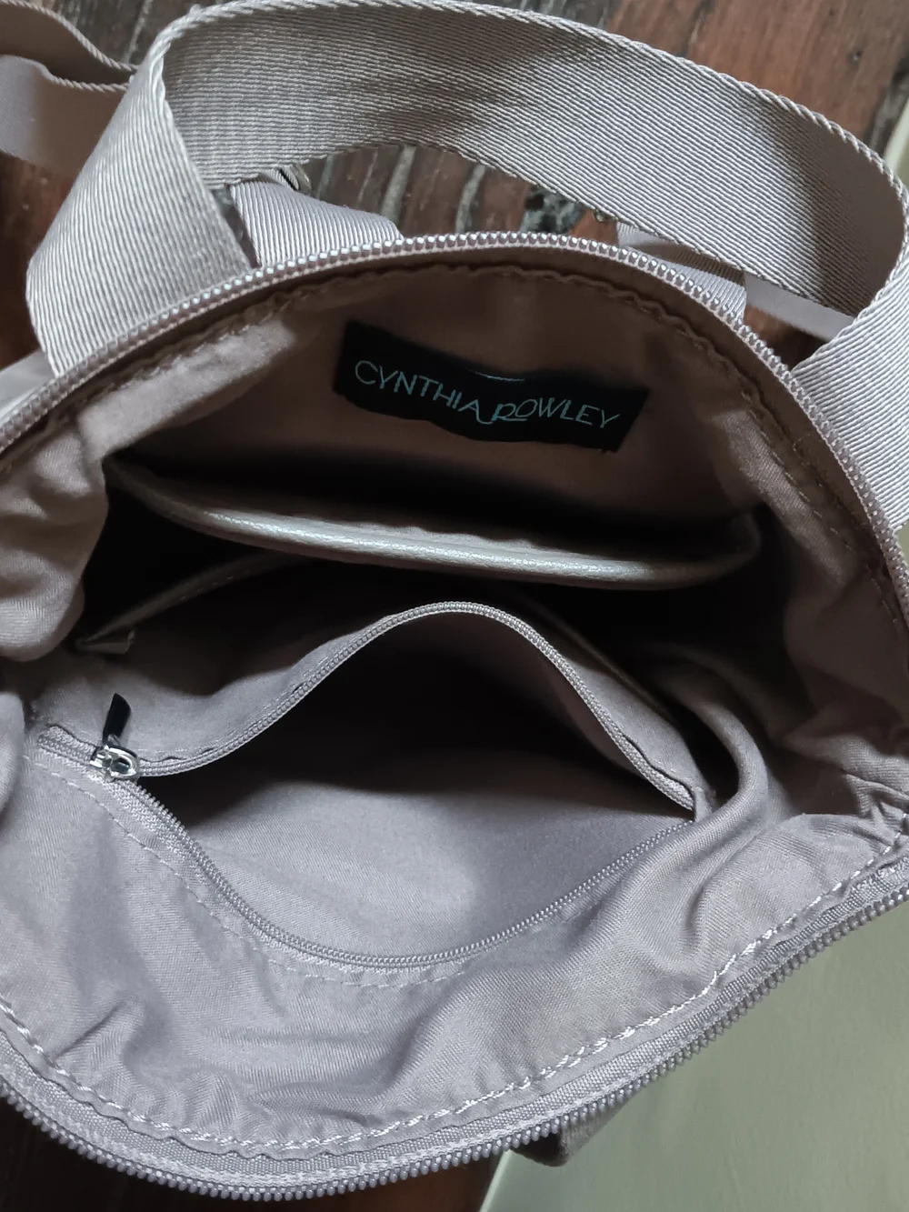 Cynthia Rowley Taupe/Grey Nylon Convertible Mini Backpack Top-Handle Tote